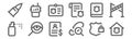 Set of 12 police icons. outline thin line icons such as police, footprint, detective, law book, badge, walkie talkie