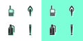 Set Police rubber baton, Walkie talkie, Hand grenade and Torch flame icon. Vector Royalty Free Stock Photo