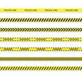 Set of police yellow tape. danger zone with line barrier. Warning strip. Vector