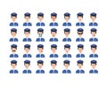 Set of policeman emoticon vector isolated on white background. Royalty Free Stock Photo