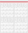 Set of Polish 2015, 2016, 2017, 2018 calendars Royalty Free Stock Photo