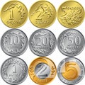 Set Polish Money zloty and grosz coins Royalty Free Stock Photo