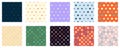 Set polka dots seamless vector pattern. Simple background for web or print. Abstract surface Royalty Free Stock Photo