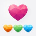 Set of polygonal colorful hearts
