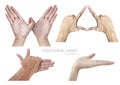 Set of polygonal hands gesture isolated on white background