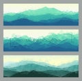 Set of polygonal mountain landscapes in different colors. Vector background in geometric style. Creative vector illustration. Royalty Free Stock Photo