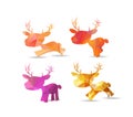 Set of polygonal reindeer, christmas design