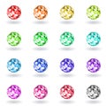 Set polygonal spheres of different colors. Royalty Free Stock Photo