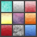 Set of polygonal triangle backgrounds. Colorful gradient template.