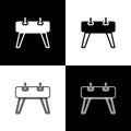 Set Pommel horse icon isolated on black and white background. Sports equipment for jumping and gymnastics. Vector Royalty Free Stock Photo