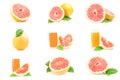 Collage of citrus grandis over a white background Royalty Free Stock Photo