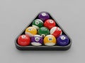 Set of pool balls in triangle rack Royalty Free Stock Photo