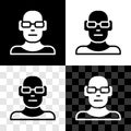 Set Poor eyesight and corrected vision with optical glasses icon isolated on black and white, transparent background