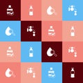 Set pop art Big bottle with clean water, Bottle of, Drop and magnifying glass and Water tap icon. Vector Royalty Free Stock Photo