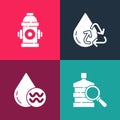 Set pop art Big bottle with clean water, Recycle aqua, and Fire hydrant icon. Vector Royalty Free Stock Photo