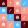 Set pop art Blacksmith oven, Fire poker, and Welding torch icon. Vector Royalty Free Stock Photo