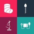 Set pop art Blood pressure, Microscope, Sperm and Gypsum icon. Vector