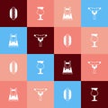 Set pop art Hotdog sandwich, Glass of beer, Lederhosen and Sausage on the fork icon. Vector Royalty Free Stock Photo