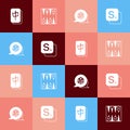 Set pop art Mahjong pieces, Backgammon board, Game dice and Bingo icon. Vector Royalty Free Stock Photo