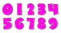 Set of pop art pink numbers isolated on white.