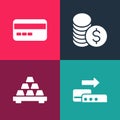 Set pop art Pos terminal, Gold bars, Coin money with dollar and Credit card icon. Vector Royalty Free Stock Photo