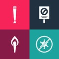 Set pop art Protest, Torch flame, and Police rubber baton icon. Vector Royalty Free Stock Photo