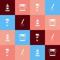 Set pop art Tube with paint palette, Paint bucket, roller brush and icon. Vector Royalty Free Stock Photo