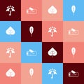 Set pop art Umbrella and rain drops, Wooden log, Leaf and icon. Vector