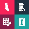 Set pop art X-ray shots, Pills in blister pack, Medicine bottle and Inhaler icon. Vector Royalty Free Stock Photo