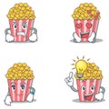 Set of Popcorn character with angry love waiting idea