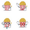 Set of Popcorn character with proud okay businessman hero