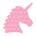 Set of popit pink unicorn in style a fashionable silicon fidget toys. Addictive antistress toy in pastel colors. Bubble