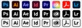 Set of popular Adobe apps icons Royalty Free Stock Photo