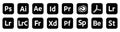 Set of popular Adobe icons products