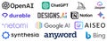 Set of popular AI chatbot services logo
