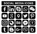 Set of popular black social media icons