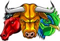 Set of popular colorful vector farm animals