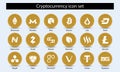 Set of popular cryptocurrency icon for editorial use. Vector illustration Royalty Free Stock Photo