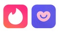 Set of popular dating mobile apps icons: Tinder and Badoo