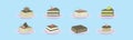 Set of Popular desserts icon design template with various models. vector illustration isolated on blue background