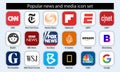 Set of popular news and media icon for editorial use.