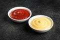 Set of popular sauces - ketchup and mayonnaise