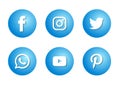 Set of popular social media icons logos Facebook  Instagram Twitter  WhatsApp Youtube pinterest element vector. Royalty Free Stock Photo