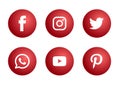 Set of popular social media icons logos Facebook  Instagram Twitter  WhatsApp Youtube pinterest element vector. Royalty Free Stock Photo