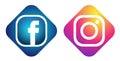 Set of popular social media logos icons Instagram Facebook element vector on white background. in ai10 illustrations