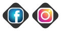 Set of popular social media logos icons Instagram Facebook element vector on white background. in ai10 illustrations