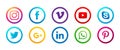 Set of popular social media logos icons Instagram Facebook Twitter Youtube WhatsApp vimeo pinterest linkedin element vector