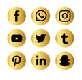 Set of popular social media logos vector web icon. Internet, facebook. Royalty Free Stock Photo