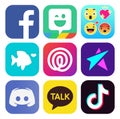 Set of popular social media and other icons Royalty Free Stock Photo