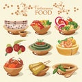 Set of popular vietnamese food